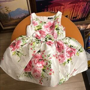 Floral Pink and Cream Kids Dress